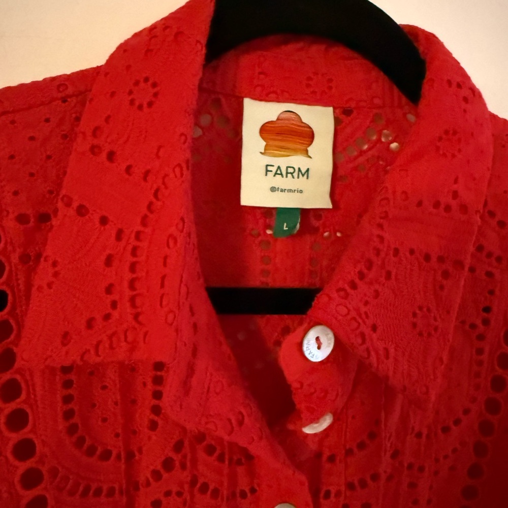 Farm Rio Red Pineapple Eyelet Blouse and Shorts Set - Picture 5 of 9